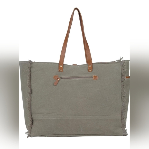 Myra Bag Rouge Bolsa Weekender Boho Rug Design Cowhide Leather Travel Western - Picture 4 of 6